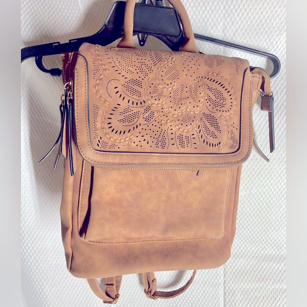 Leather backpack purse